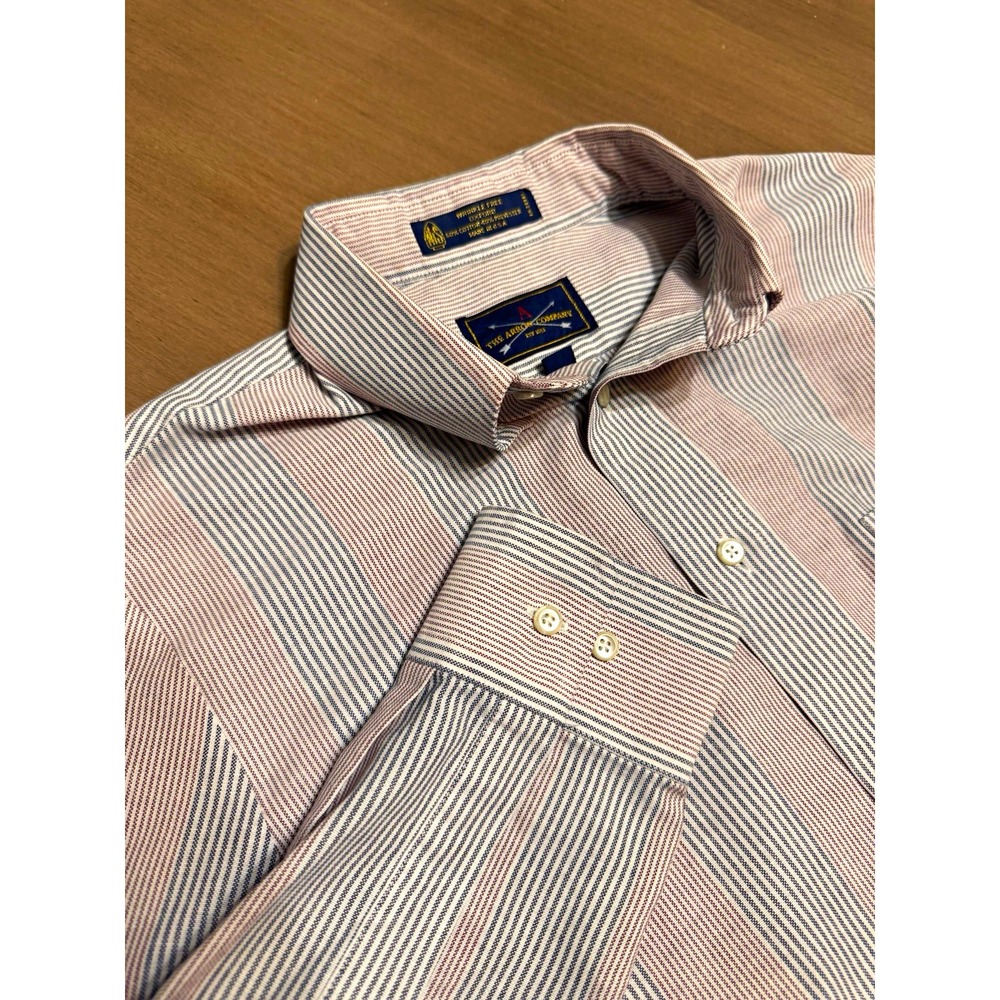 The Arrow Company Wrinkle Free Oxford Classic Fit Striped Shirt 15.5 34/35